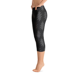 Lazy Lightning Capri Leggings, Black & Grey