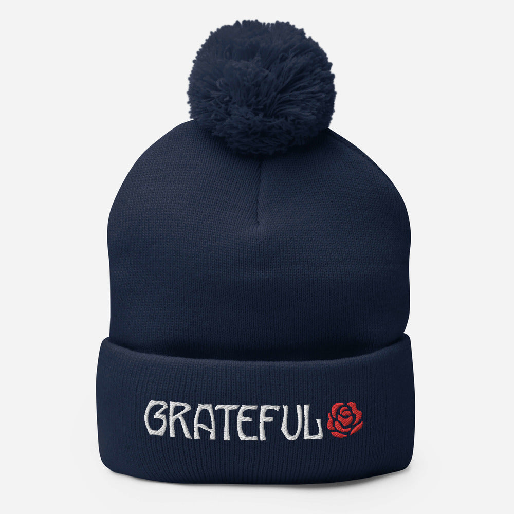 'Grateful' Pom Pom Beanie