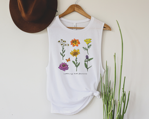 Women's Muscle Tank - 'Nothing But Flowers'