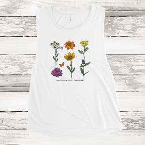 Women's Muscle Tank - 'Nothing But Flowers'