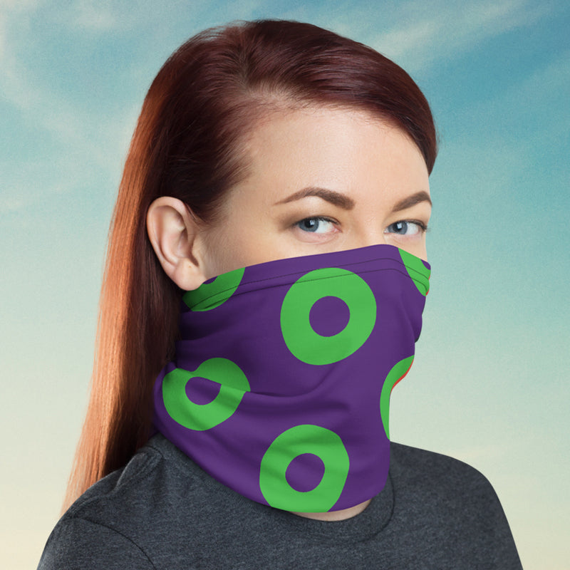 Donut Neck gaiter/FaceShield - Purple & Green