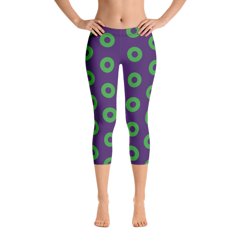 Donut Leggings  - Capri, Purple/Green