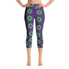 Donut Leggings - High Waist Capri, Purple/Green