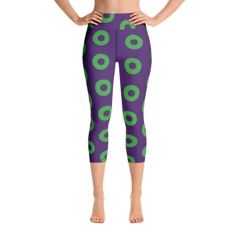 Donut Leggings - High Waist Capri, Purple/Green