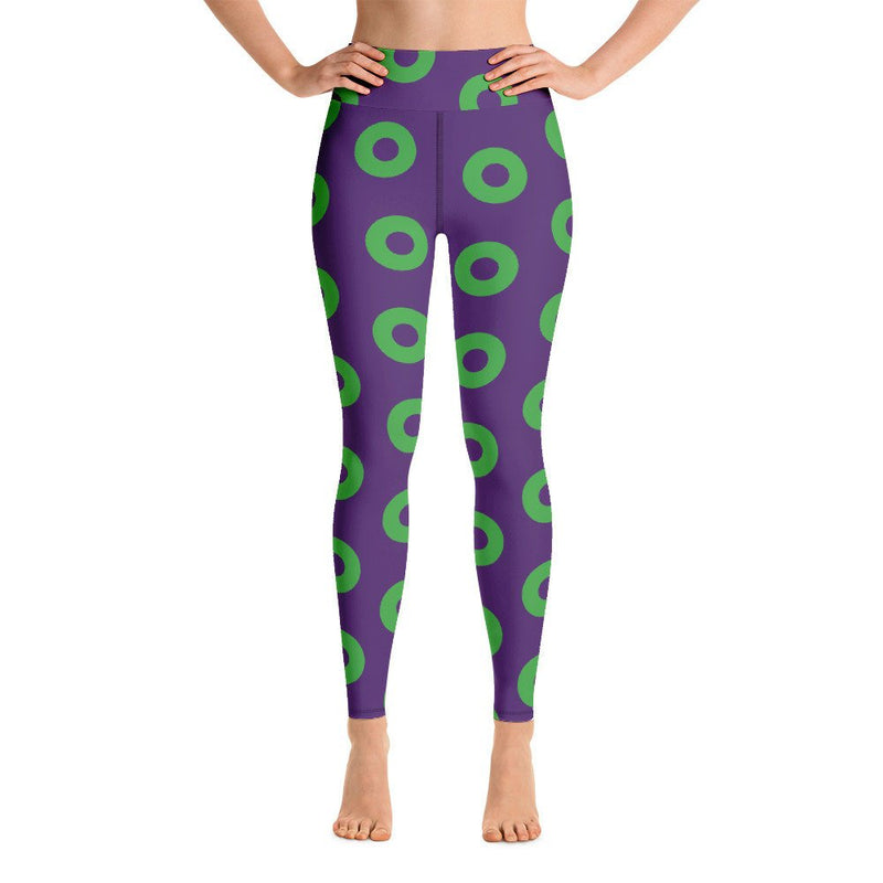 Donut Leggings - High Waist, Purple/Green