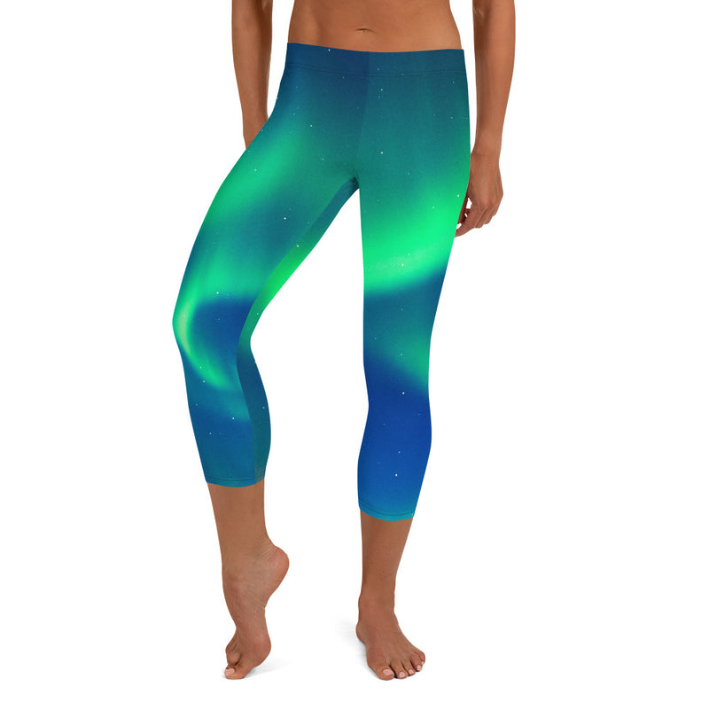 Northern Lights Capri Leggings, Blue/Green