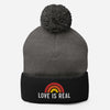 'Love Is Real' Pom Pom Beanie