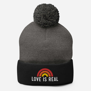 'Love Is Real' Pom Pom Beanie