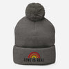 'Love Is Real' Pom Pom Beanie