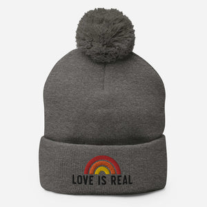 'Love Is Real' Pom Pom Beanie