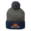 'Love Is Real' Pom Pom Beanie