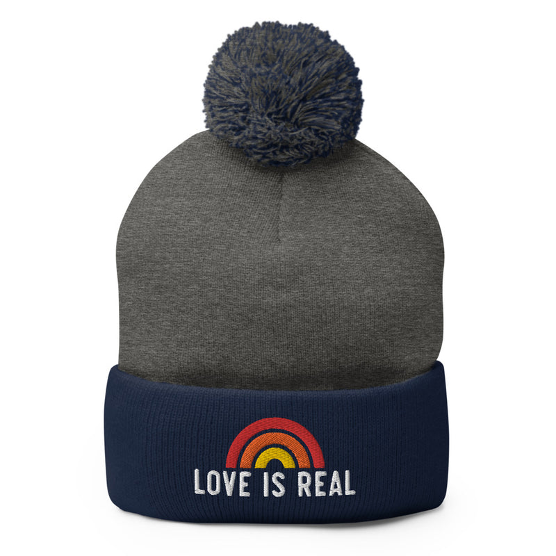 'Love Is Real' Pom Pom Beanie