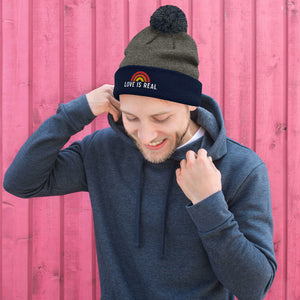 'Love Is Real' Pom Pom Beanie