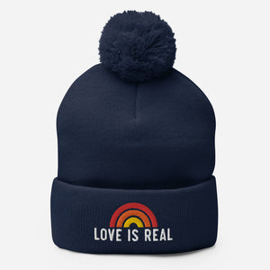 'Love Is Real' Pom Pom Beanie